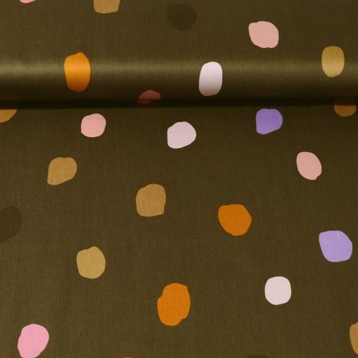 Baumwolle - Satin Nerida Hansen Spots Oval Olivgruen
