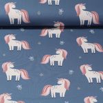 Jersey - Licornes Paillettes Bleu Teinté dans la masse