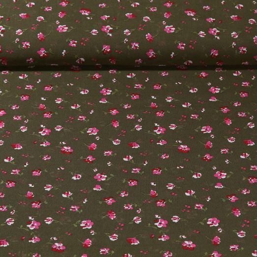 Tissu voile chiffon - Fleurs Vert Rose vif