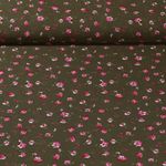 Tissu voile chiffon - Fleurs Vert Rose vif