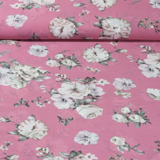 Tissu voile chiffon - Roses Rose
