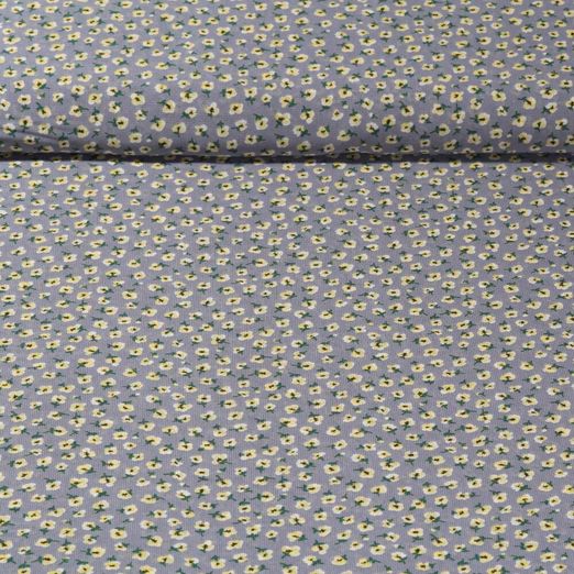 Tissu voile chiffon - Petites fleurs Gris