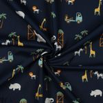 Bomull Poplin - Safari Djur Mobil Navy Bomull Poplin - Safari Djur Mobil Navy