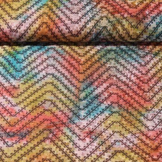 Tissu coton - Zig zag Batik Terracotta Multicolore