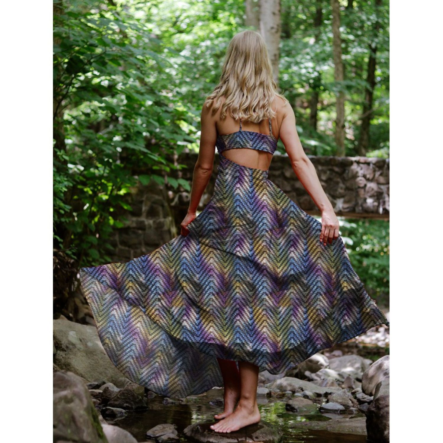 Baumwolle Webware - Zickzack Batik Lila Multicolor-1 Baumwolle Webware - Zickzack Batik Lila Multicolor-1