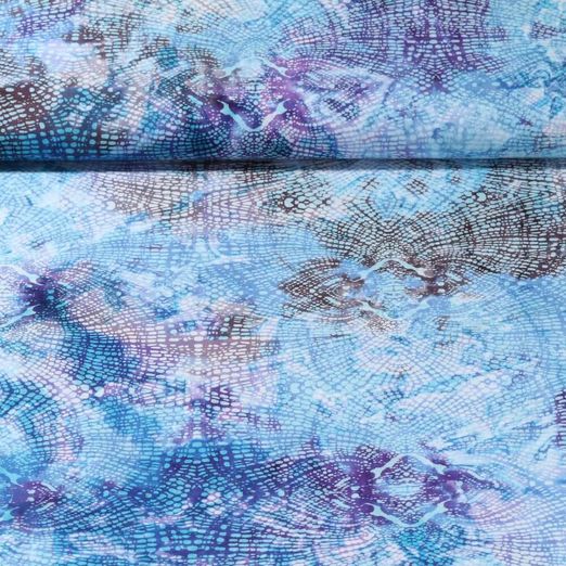 Baumwolle Webware - Batik Punktemuster Blau