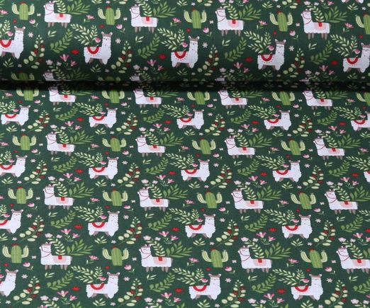 Tissu coton - Lamas Vert