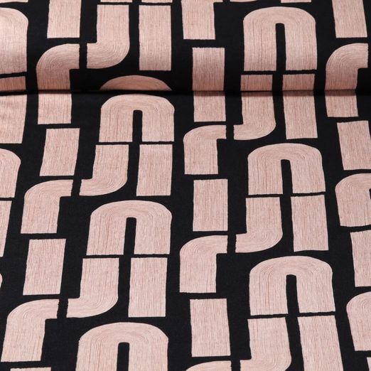 Jersey de viscose - Motif graphique Taupe