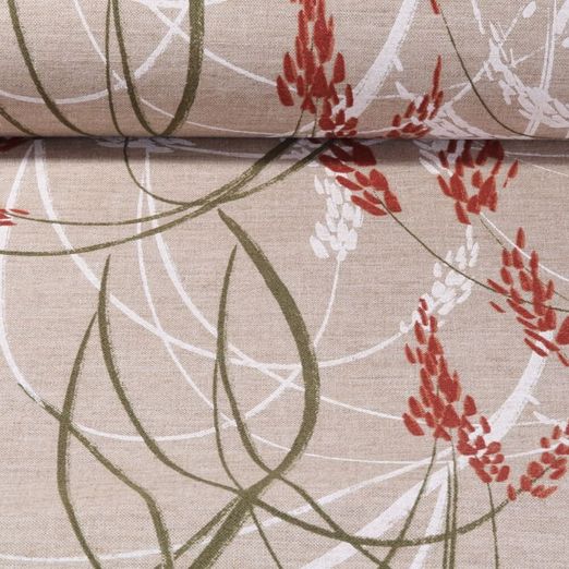 Canvas - Leinenlook Ähren Beige Rostbraun