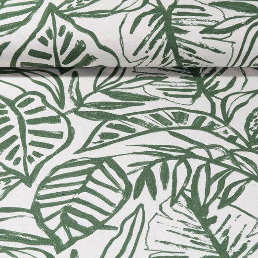 Toile canevas - Feuilles peintes Beige Vert