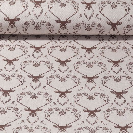 Canvas - Hirsche Leinenlook Beige Braun