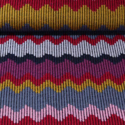 Tissu manteau - Lainage Zig zag Multicolore