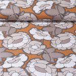 Lin viscose - Grandes fleurs Sable