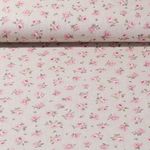 Toile canevas enduite - Aspect lin Petites roses Beige