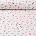 Toile canevas enduite - Petites roses Ecru