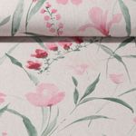 Toile canevas - Fleurs de printemps Effet lin Beige