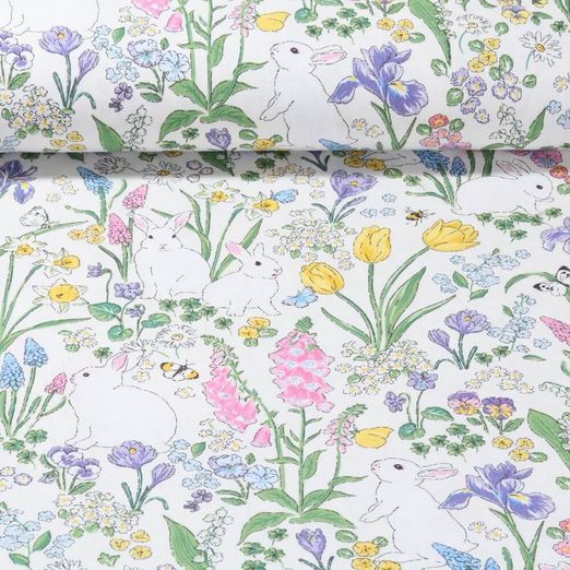 Toile canevas - Lapins Printemps Blanc