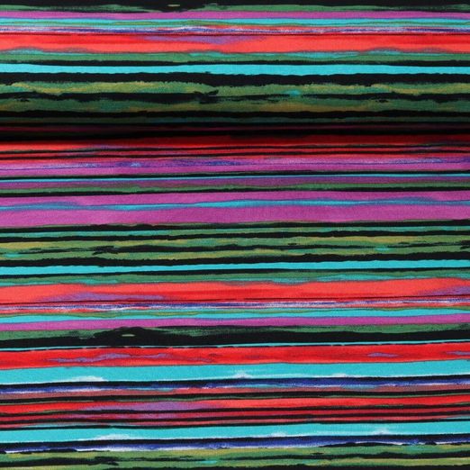 Viskosejersey - Streifen Cyclam Multicolor