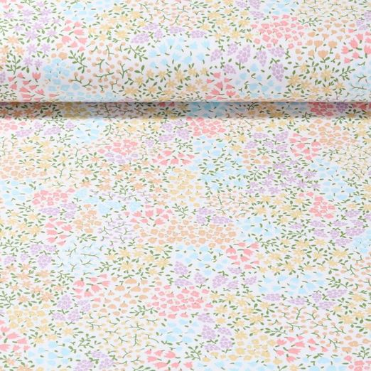 Toile canevas enduite - Petites fleurs Blanc