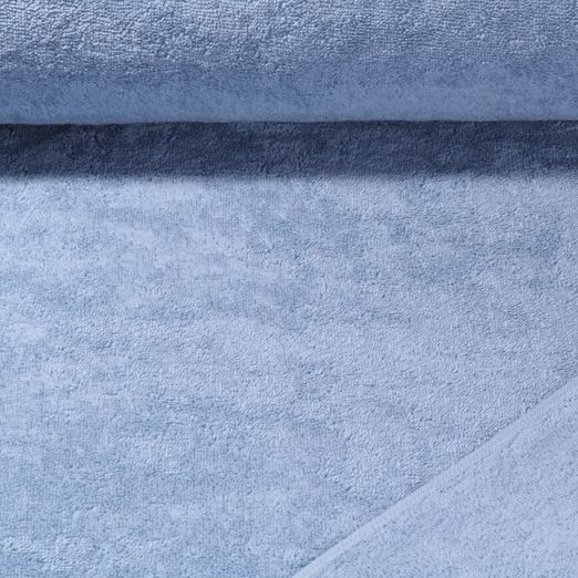 Tissu éponge en coton Fibi - Bleu Bordé