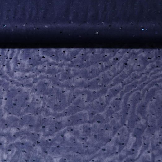 Tulle souple - Coeurs Bleu marine foncé