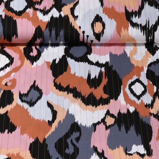 Voile de coton - Lurex Abstrait Bleu