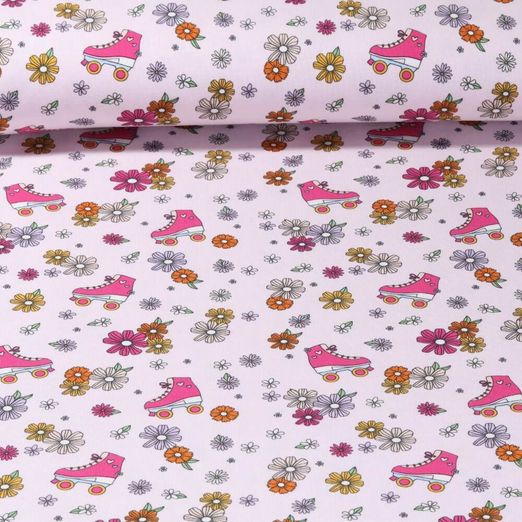 Jersey - Rollschuhe Blumen Rosa