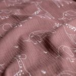 Mussola di Cotone - Elefante e Giraffa su Mauve