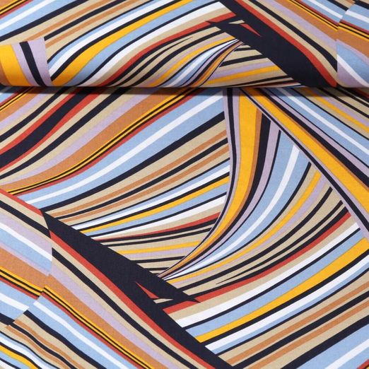 Popeline de viscose - Mixe de rayures Beige