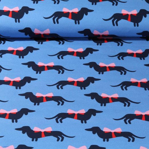 Toile canevas bio - Hamburger Liebe Impression numérique Bling Bling Teckel Bleu
