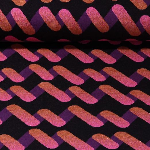 Bio Jacquard Jersey - Hamburger Liebe Bling Bling Up and Down Schwarz
