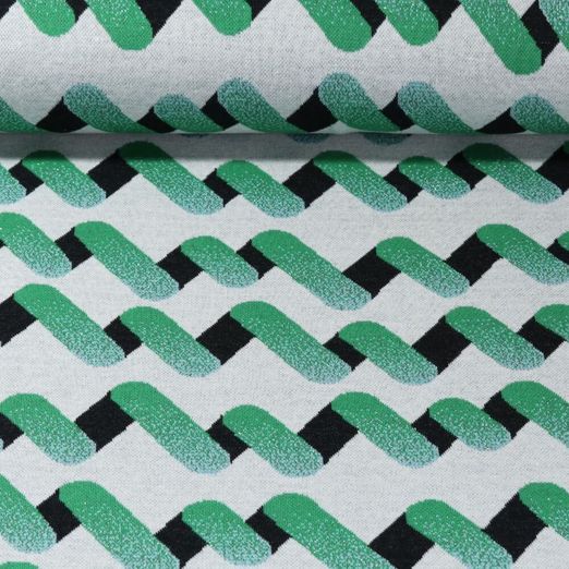 Bio Jacquard Jersey - Hamburger Liebe Bling Bling Up and Down Grau Grün