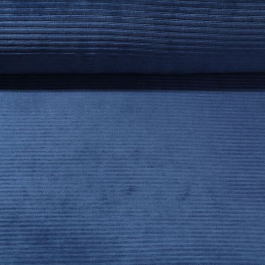 Velours stretch côtelé Robin - Larges rayures Bleu acier
