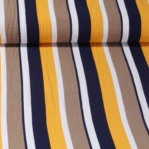 Viscose - Elastique Crépon Rayures Jaune