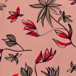 Coton - Satin Stretch Feuille et Fleur Bois de Rose