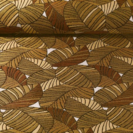Gobelin Jacquard - Feuilles Marron doré
