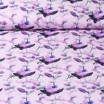 Lin viscose - Branches de fleurs en aquarelle Lilas
