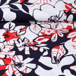 Viskose Popeline - Große Blätter Und Blüten Weiß Rot