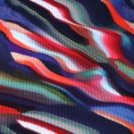 Rippjersey - Digitaldruck Wellen Blau Mehrfarbig