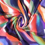 Jersey rigato - Stampa digitale onde blu multicolore Jersey rigato - Stampa digitale onde blu multicolore