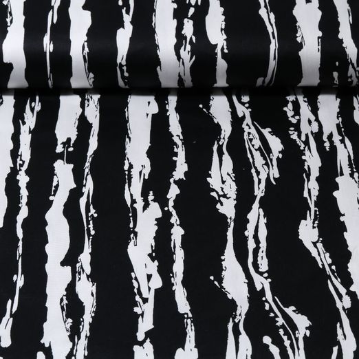 Satin de coton - Stretch Rayures au pinceau Noir