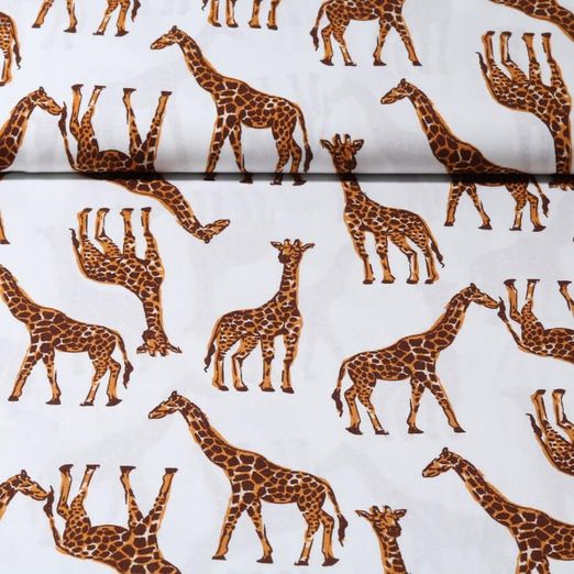 Viskose Popeline - Giraffen Weiß