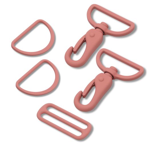 Set d'accessoires pour sac métal coloré - 40mm - Vieux rose