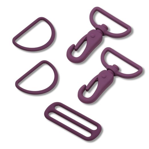 Set d'accessoires pour sac métal coloré - 40mm - Myrtille