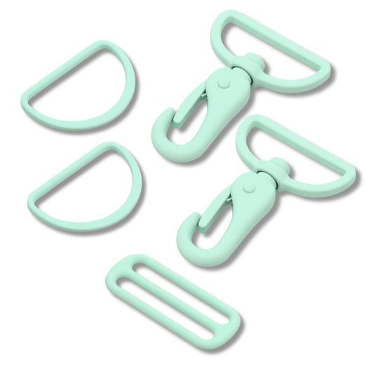 Set d'accessoires pour sac métal coloré - 40mm - Vert menthe