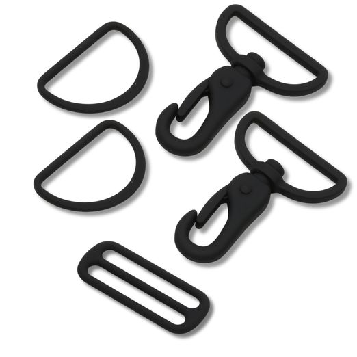 Set d'accessoires pour sac métal coloré - 40mm - Noir