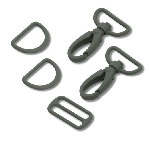 Set d'accessoires pour sac métal coloré - 25mm - Vert foncé