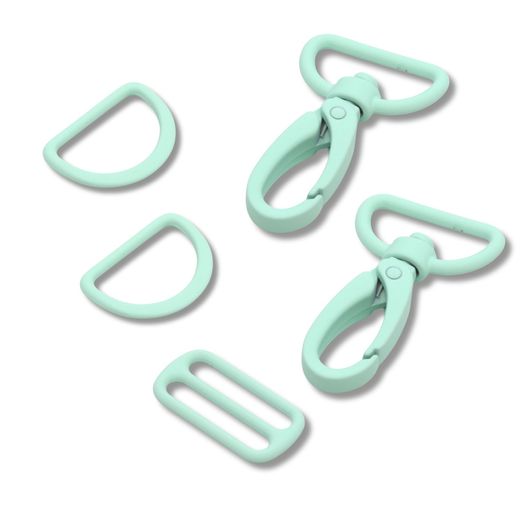 Set d'accessoires pour sac métal coloré - 25mm - Vert menthe