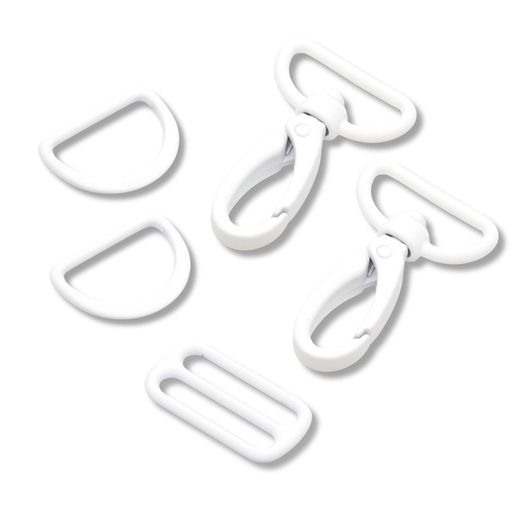 Set d'accessoires pour sac métal coloré - 25mm - Blanc