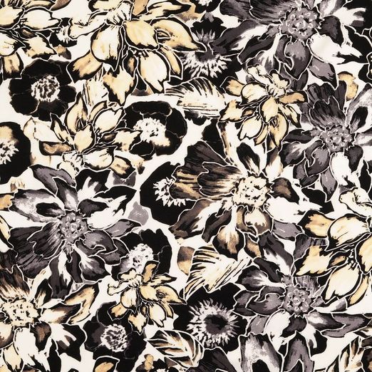 Viskose Popeline - Blüten Braun Viskose Popeline - Blüten Braun